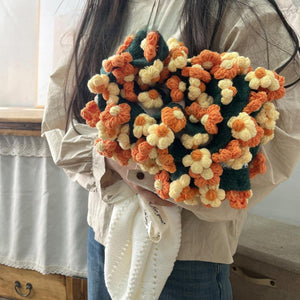 Hand-Knitted Daisy Blanket Bouquet Blanket Ready-Made Hand-Woven Flower Blanket, Gift For Mother And Girlfriend