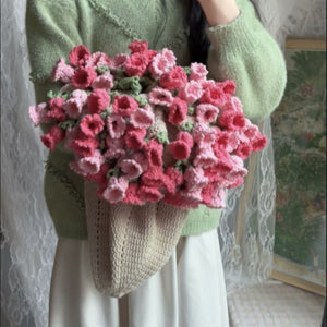 Hand-Knitted Rose Blanket DIY Kit & Ready-Made Gift for Mother's Day Valentine's Day