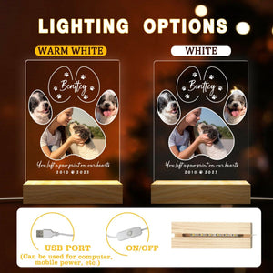 You Left A Paw Print On Our Hearts - Pet Memorial Personalized Night Light