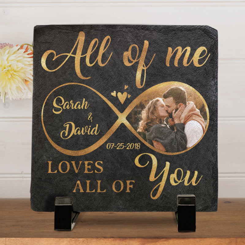 Personalized Square Shaped Stone With Stand - Gift Fot Couple