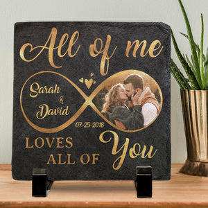 Personalized Square Shaped Stone With Stand - Gift Fot Couple