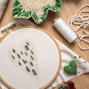DIY Heart Shaped Hand Embroidered Christmas Ornament