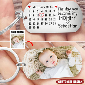 The Day You Became My Mom/Dad/Grandma/Grandpa - Personalized Stainless Keychain