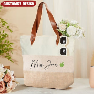 Personalized Woman Canvas Tote Bag - Gift For Mom,Grandma