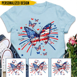 Nana/Mom Butterfly Star And Grandkids Personalized Shirt
