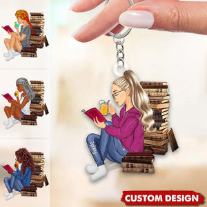 Just A Girl Who Loves Reading - Personalized Acrylic Keychain - Gift For Book Lovers