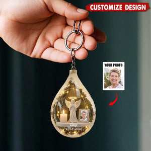 Personalized Angel&Candle Memorial Keychain – Memorial Gift