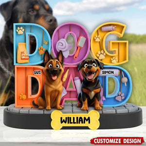 Adorable Dog Mom Dog Dad Acrylic Plaque - Personalized Gifts For Dog Lovers