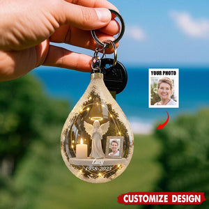 Personalized Angel&Candle Memorial Keychain – Memorial Gift