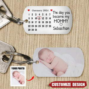 The Day You Became My Mom/Dad/Grandma/Grandpa - Personalized Stainless Keychain