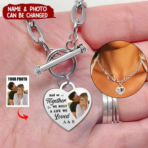 My World is Next To You - Personalized Heart Charm Necklace - Gift For Couple