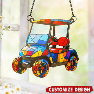 Personalized Golf Cart suncatcher - Gifts For Golf Lover