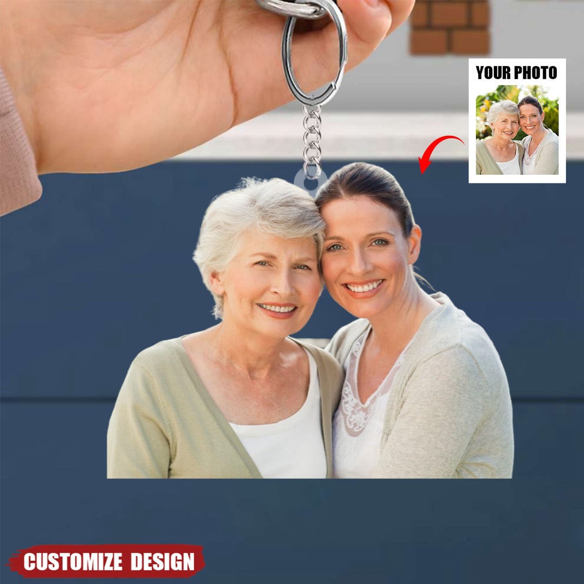 Custom Your Photo Acrylic Keychain - Gift For Mom/Grandma