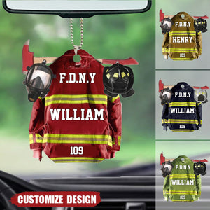Personalized Acrylic Car Ornament - Gift For Firefighter
