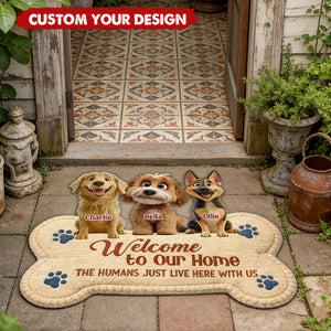 The Humans Live With Lovely Dogs - Personalized Custom Doormat