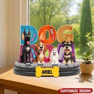 Adorable Dog Mom Dog Dad Acrylic Plaque - Personalized Gifts For Dog Lovers