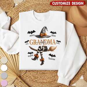 Grandma Life Witch 3D Effect Personalized Halloween Sweatshirt