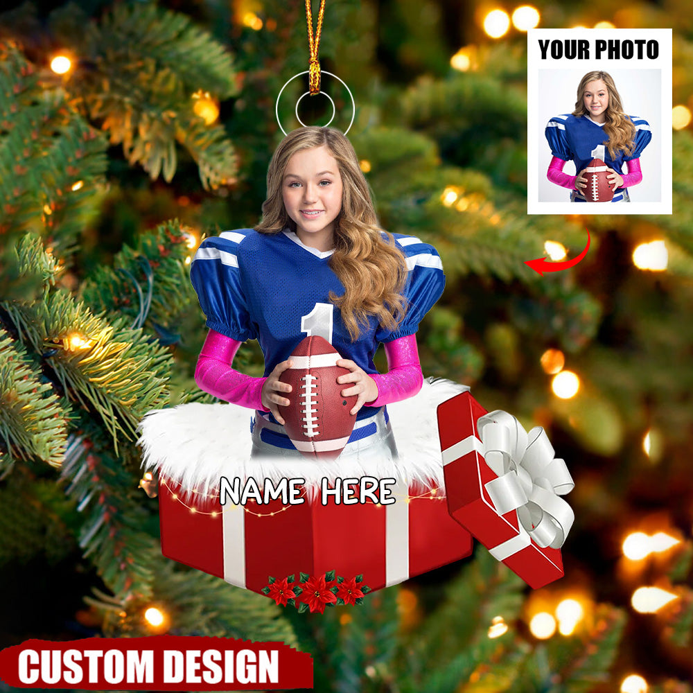 Football Lovers Christmas Gift - Personalized Photo Mica Ornament