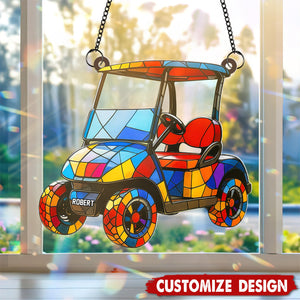 Personalized Golf Cart suncatcher - Gifts For Golf Lover