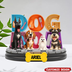 Adorable Dog Mom Dog Dad Acrylic Plaque - Personalized Gifts For Dog Lovers