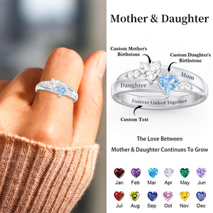 For My Daughter,Mom-Double Heart Gemstone Ring