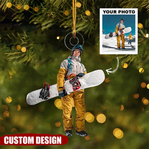 Personalized Ski People Photo Christmas Ornament