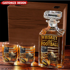 Whiskey And Football - Personalized Football Whiskey Decanter Set
