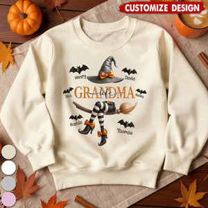 Grandma Life Witch 3D Effect Personalized Halloween Sweatshirt
