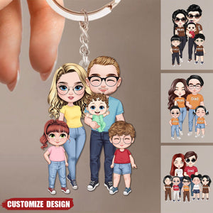 Doll Personalized Family Keychain - Gift For Family, Mom, Dad, Grandma, Grandpa
