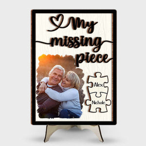 Gift For Couple My Missing Piece 2 Layered Separate Wooden Plaque