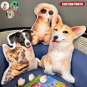 Personalized Photo Pillow - Gift For Dog / Cat / Pet Lover, Dad, Mom, Family, Grandma Grandpa