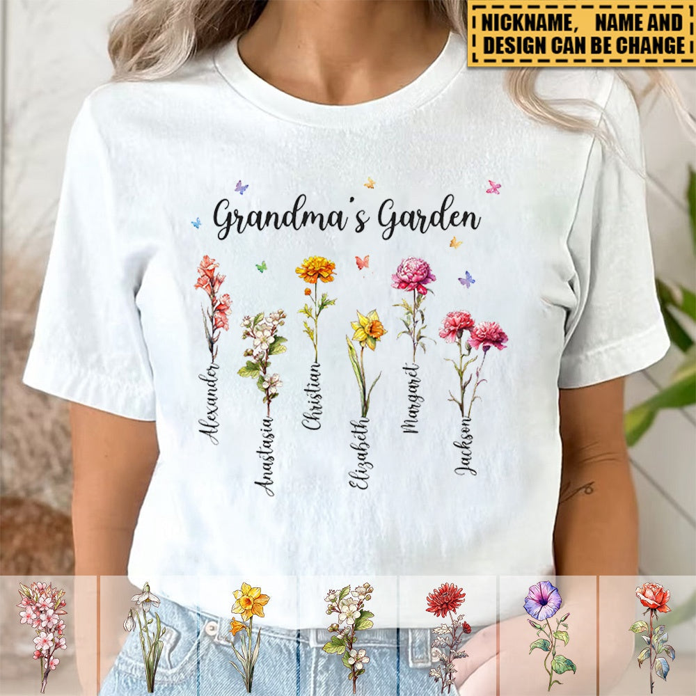 Grandma's Garden - Family Personalized Custom Unisex T-shirt