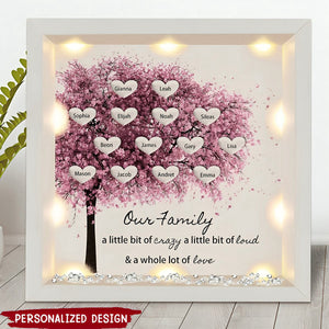 Family Tree Grandma/Mom With Heart Personalized Light Up Shadow Box