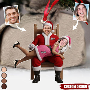 Funny Christmas Couple - Personalized Couple Transparent Ornament