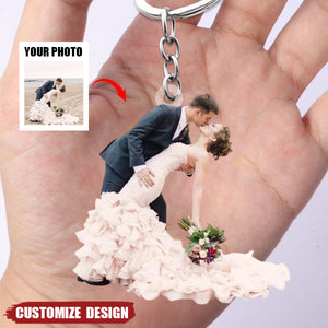 Personalized Couple Upload Photo Acrylic Keychain