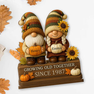 Growing Old Together, Couple With Sunflowers And Pumpkins, Gift For Couples And Grandparents