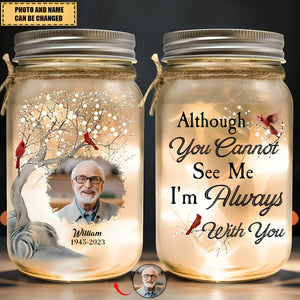 I Am Always With You - Memorial Personalized Mason Jar Light - Sympathy Gift For Family Numbers