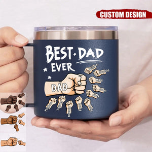 The Best Dad Ever - Personalized 14oz Stainless Steel Tumbler With Handle - Father's Day, Birthday Gift For Dad