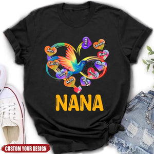 Personalized Grandma Infinity Hummingbird Rainbow Shirt - Gift Idea For Grandma / Mother