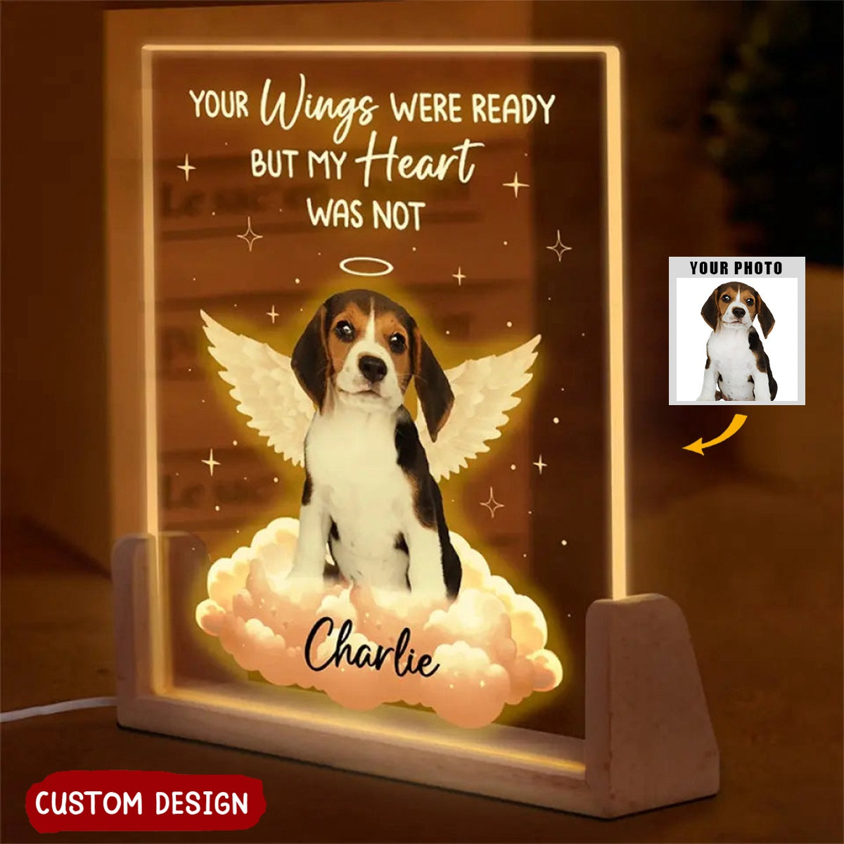 You Left Paw Prints On My Heart - Memorial Personalized Photo 3D LED Night Light