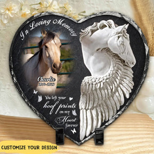 In Loving Memory - Personalized Horse Photo Heart Lithograph Stone