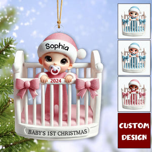 Personalized Baby Inside Crib Baby's First Christmas Ornament