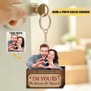 Personalized Photo Couple Keychain-I'm Yours No Returns Or Refunds,Couple Gift