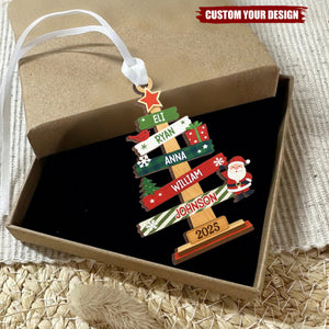 Custom Wood Ornament - Personalized Christmas Birthday Gifts For Mom, Dad, Kids - Our Family Christmas Tree