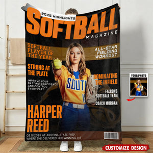 Personalized Softball Blanket - Gifts For Softball Player