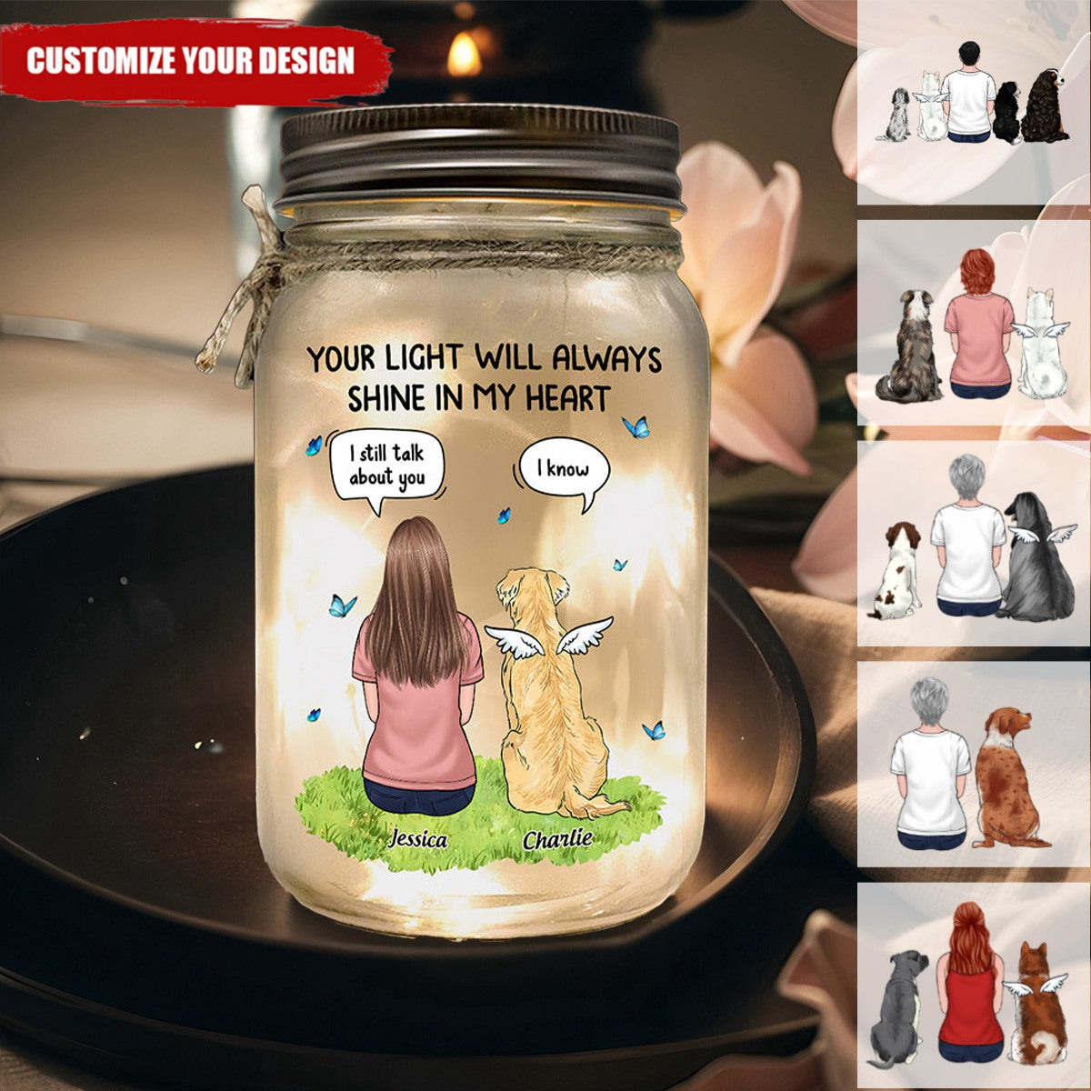 My Heart Was Not Ready To Lose You - Memorial Personalized Mason Jar Light