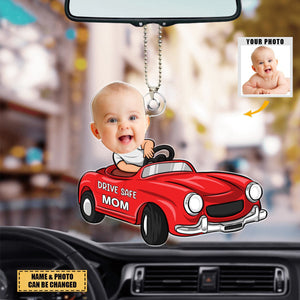 Drive Save Dad/Mom/Papa/Nana - Personalized Photo & Name Car Ornament