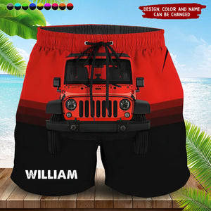 Personalized Stop Staring At My Car Custom Name Beach Short Pants Printed