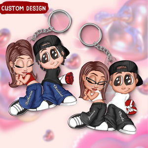 Y2K Couple Personalized Acrylic Keychain, Gift For Couples