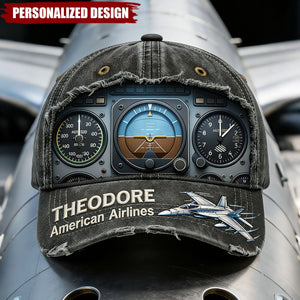 Personalized Airplane Cockpit Instrument Panel Classic Cap-Gifts For Pilot